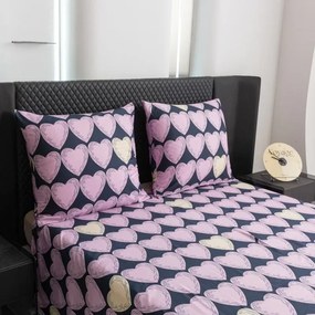 PrzytulneMieszkanie.pl PrzytulneMieszkanie.pl Pościel z mikrofibry VIOLET HEARTS jasnofioletowa Rozmiar pościeli: 2 szt 70 x 80 cm | 160 x 200 cm