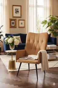 Brązowy fotel z wysokim oparciem N3-D43