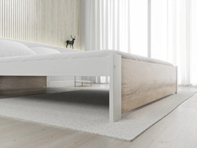 Łóżko IKAROS 160 x 200 cm, białe/dąb sonoma Stelaż: Ze stelażem listwowym elastycznym, Materac: Bez materaca