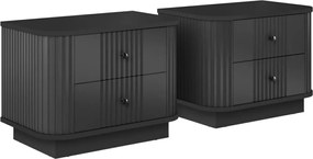 Zestaw szafek nocnych Vesper 56 cm na cokole - czarny / czarne uchwyty
