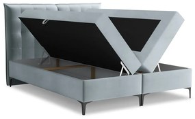 Jasnoniebieskie łóżko kontynentalne ze schowkiem 160x200 cm Mikana – Makamii