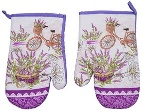 Zestaw 2 biało-fioletowych rękawic z magnesem LAVANTA HAMPER