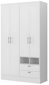 Szafa ODILON - 4 pary drzwi i 2 szuflady - Dł.120 cm - Kolor biały