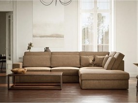 Jasnobrązowy narożnik z tkaniny szenilowej (prawostronny/w kształcie litery L) Kirou – Maison de Rêve