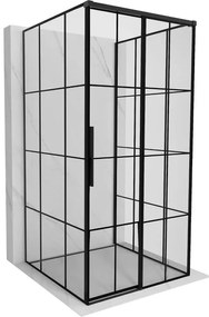 Mexen Rox-3S kabina prysznicowa 3-ścienna rozsuwana prawa 95 x 95 cm, czarna kratka, czarna - 8C2-095-095-70-77-3S-P
