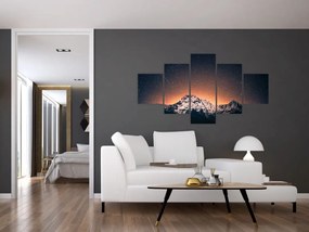 Obraz nocnego nieba z górą (125x70 cm)