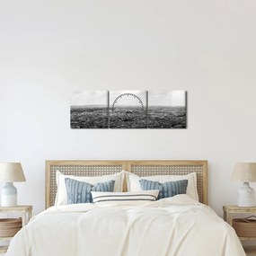 Obraz - Dachy domów w Paryżu (z zegarem) (90x30 cm)
