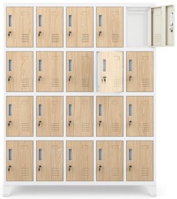 Szafa skrytkowa socjalna BHP biała/dąb sonoma: Eco Design ROBERT, 1360 x 1720 x 450 mm