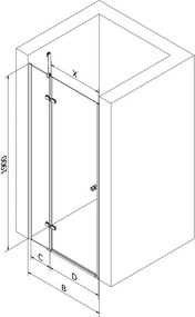 Mexen Roma drzwi prysznicowe uchylne 110 cm, transparent, chrom - 854-110-000-01-00