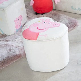 Biały aksamitny puf dziecięcy Peppa Pig – Roba