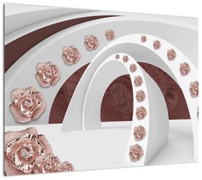 Obraz - Chmury 3D z kwiatami (70x50 cm)