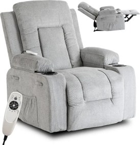 Fotel Masujący BOX 2 Rozkładany z Podnóżkiem Szary Nowoczesny