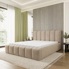 Masseno Łóżko Tapicerowane ATTORA z pojemnikiem na pościel 180x200 cm - Beżowy, QUELLE 05