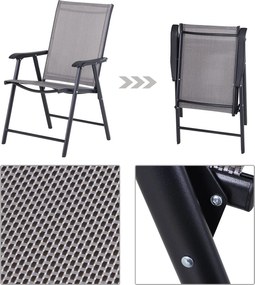 Outsunny krzesło składane z podłokietnikami zestaw 2-cz. krzesło kempingowe krzesło wędkarskie metalowe kolor szary