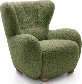 Zielony fotel uszak baranek oliwkowy T7-M08