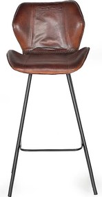 Stołek ze skóry naturalnej z metalowymi nogami