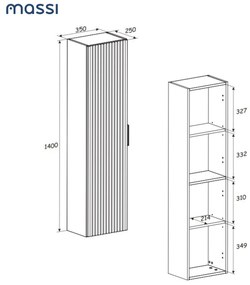 Szafka łazienkowa wisząca słupek czarny mat 35 x 25 x 140 cm ASTROS Black