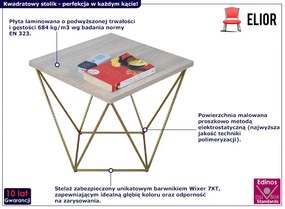 Minimalistyczny stolik druciany dąb sonoma + złoty - Galapi 5X