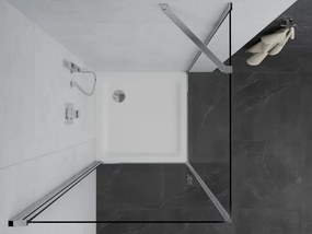 Mexen Pretoria kabina prysznicowa uchylna 90 x 90 cm, transparent, chrom + brodzik Flat - 852-090-090-01-00-4010