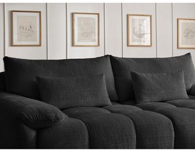 Czarna sofa z tkaniny szenilowej 264 cm Ivane – Bobochic Paris