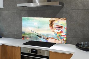 Szklany Panel Artystka z Pędzlami