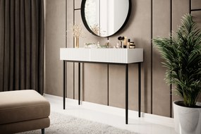 Konsola / toaletka Nicole 100 cm z szufladami - biały mat / czarne nóżki