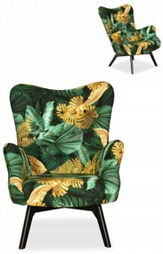 Fotel uszak skandynawski Luna Print Monstera