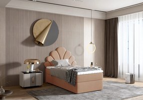Stylowe łóżko tapicerowane PERŁA 80x200 cm w tkaninie salvador 11 łososiowy / różowy