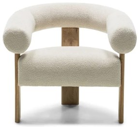 Kremowy designerski fotel KOKEI, dąb