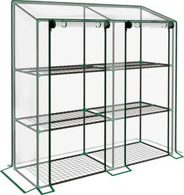 Outsunny mini-szklarnia, 3 poziomy, 6 półek drucianych, 2 otwory, folia plastikowa, Przezroczysty | Aosom PL