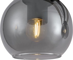 Inteligentna lampa wisząca czarna z drewnem i przydymionym szkłem, 4-źródłowa, z WiFi A60 - Aleks