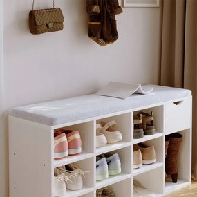 Szafka na buty z siedziskiem loft biała ławka przedpokój nowoczesna
