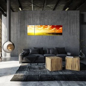 Obraz łąki ze świecącym słońcem (170x50 cm)