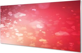 Panel szklany do Kuchni Miłosne Serca na Czerwonym Tle