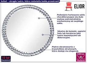 Okrągłe lustro z ramą z kryształków akrylowych - Jutlad