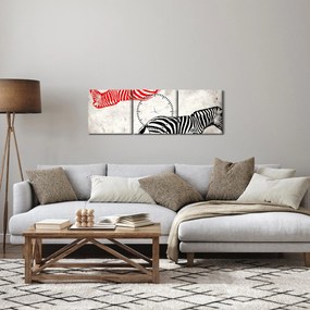 Obraz - Zebry (z zegarem) (90x30 cm)