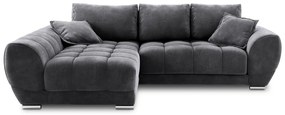 Ciemnoszary rozkładany narożnik z aksamitnym obiciem Windsor & Co Sofas Nuage, lewostronny