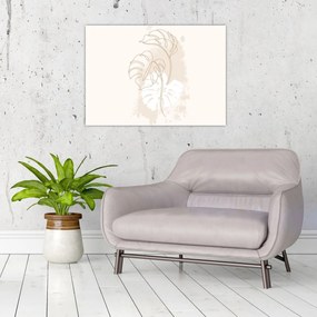 Obraz na szkle - Line art monstera N⁰1 (70x50 cm)