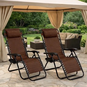 Zestaw 2 składanych leżaków ogrodowych Malibu TDC2502, kolor brązowy