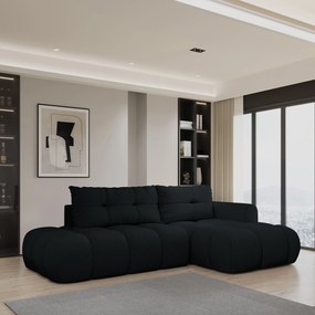 Masseno Narożnik FLUMA z funkcją spania i pojemnikiem na pościel Narozniki L, Rozkładana sofa - Czarny, QUELLE 100