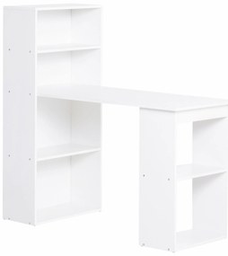 HOMCOM Biurko kuchenne z półką, stolik komputerowy, stół do pracy, stolik na laptopa, regał biurowy, biały, 120 x 55 x 120 cm