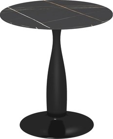 HOMCOM Okrągły Stół Jadalniany, Stal Malowana Proszkowo, MDF z Powłoką Melaminową, Antypoślizgowe Stopy, 70 x 74 cm, Czarny