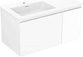 Mexen Orio szafka łazienkowa 90 cm z umywalką Otis lewą, 1S, 1D, biała mat - 91A13-09047-3-BBFF01-W18L01