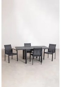 Zestaw Prostokątnych Stołów Starmi O Wymiarach 90x180-90 Cm, Rozkładanych Z Aluminium, Oraz 4 Krzesła Ogrodowe Eika. - Sklum