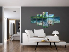 Obraz - Obraz olejny, Wczesny letni wieczór nad jeziorem (125x70 cm)