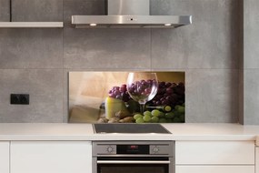 Szklany Panel Pusty Kieliszek i Winogrona