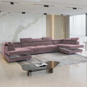Masseno Narożnik URMANO z funkcją spania i pojemnikiem na pościel Narozniki U, Rozkładana sofa - Wrzosowy, MONOLITH 62