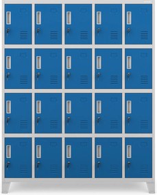 Szafa BHP 20-skrytkowa 136x45x172 cm Robert, szary/niebieski