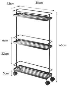Czarny metalowy regał na kółkach 38x66 cm Tower – YAMAZAKI