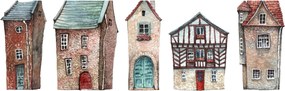 Obraz - Domy akwarelowe (170x50 cm)